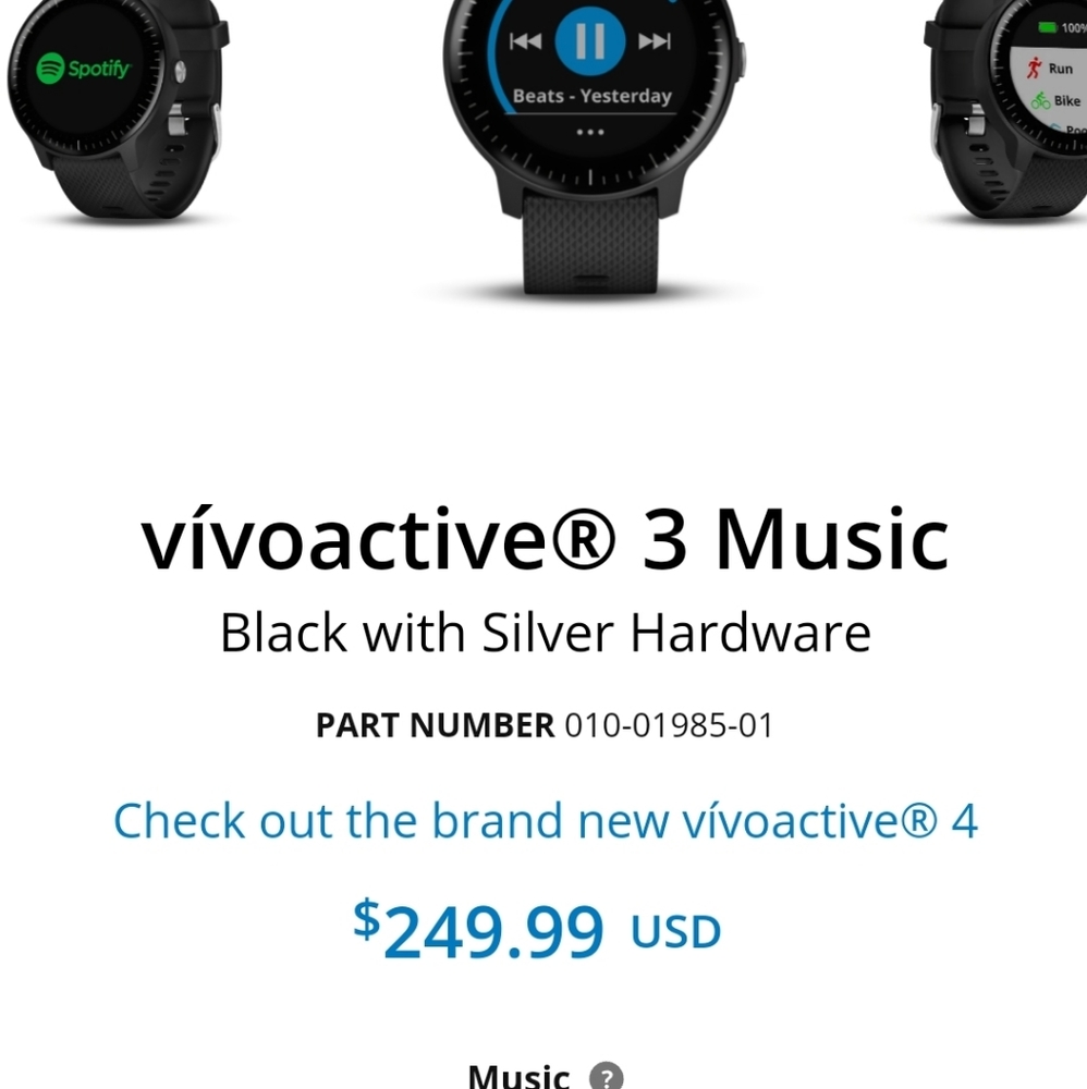 Garmin Vivoactive 3 Music w/ extra watch bands